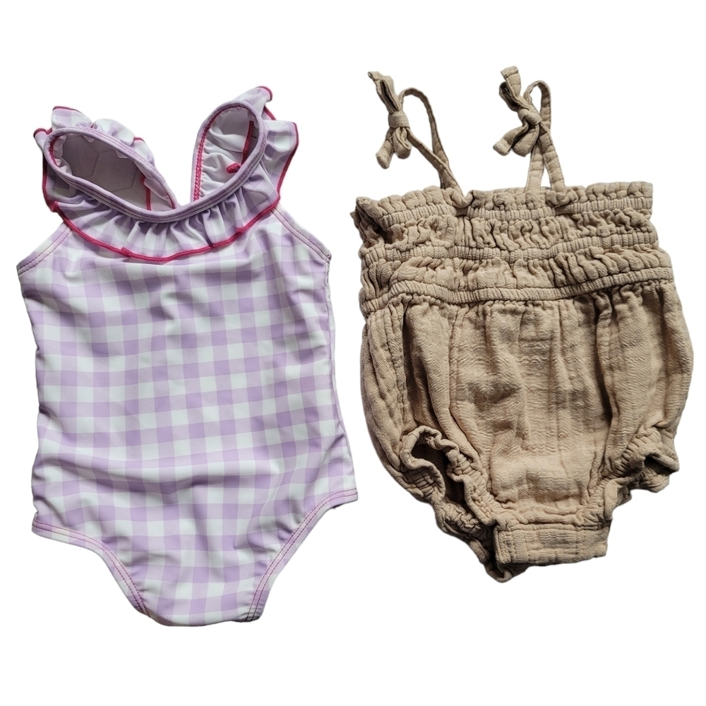 Old Navy Cotton On Baby 3-6 Month Summer Clothing Bundle Gingham Swimsuit Romper